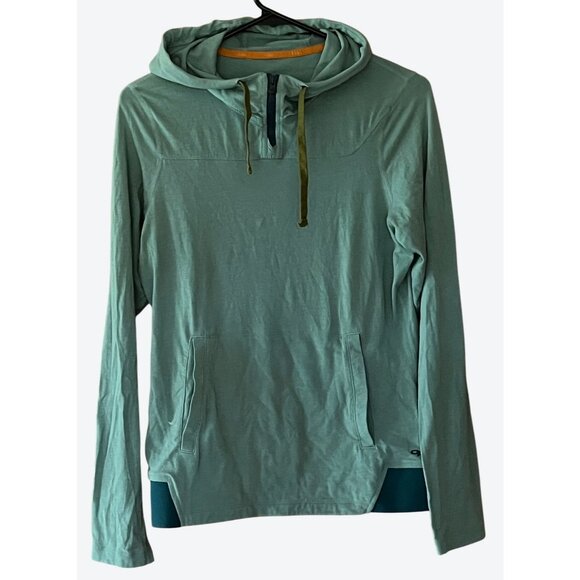 Outdoor Research Tops - Outdoor Research Women's Small Long Sleeve 1/4 Zip Stone Green Cotton Blend Hood